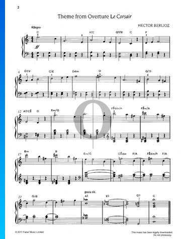 Theme (Overture Le Corsair) Sheet Music