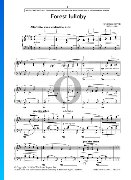 Country Pieces, Op. 27: No. 3 Forest Lullaby Musik-Noten