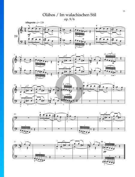 Seven Sketches, Sz. 44 (Op. 9): No. 6 In Wallachian Style Sheet Music