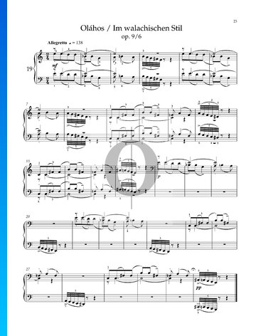 Sieben Skizzen, Sz. 44 (Op. 9): Nr. 6 Im walachischen Stil Musik-Noten