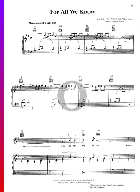 For All We Know Sheet Music