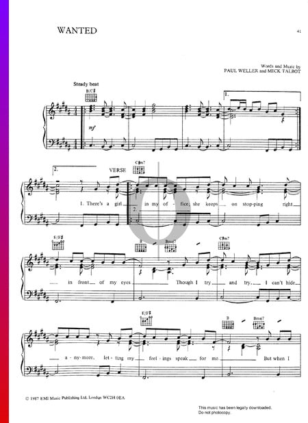 Wanted Sheet Music