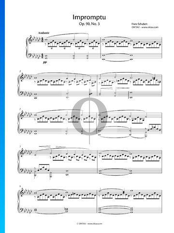 Impromptu G-flat Major, Op. 90 No. 3, D 899 Spartito