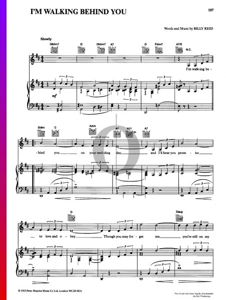 I'm Walking Behind You Sheet Music