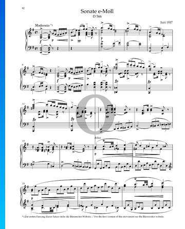 Sonata in E Minor, D. 566 Spartito