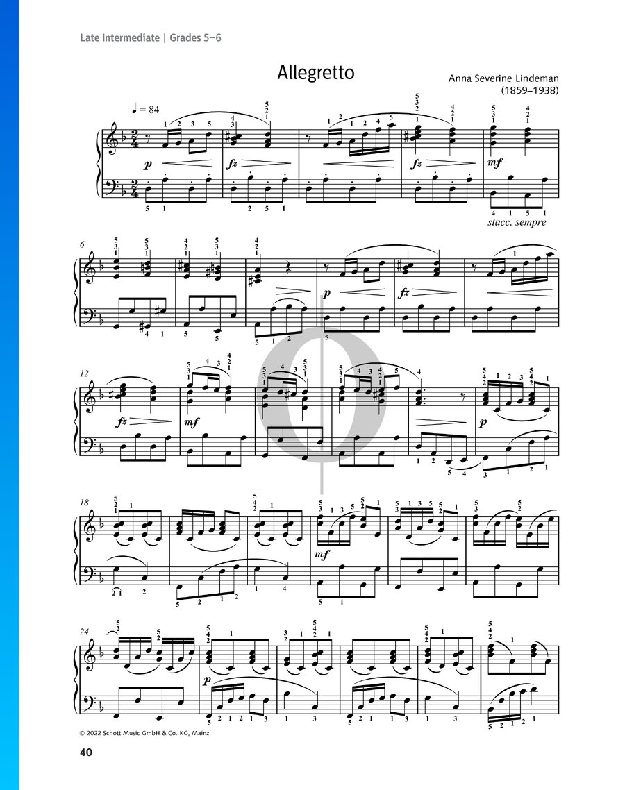 Character Pieces: Allegretto (Anna Severine Lindeman) Piano Sheet Music ...