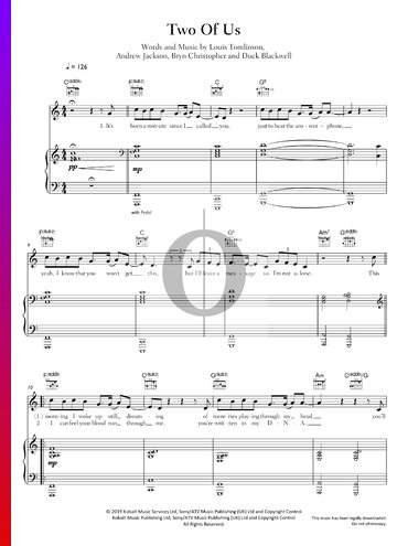 Two Of Us Sheet Music