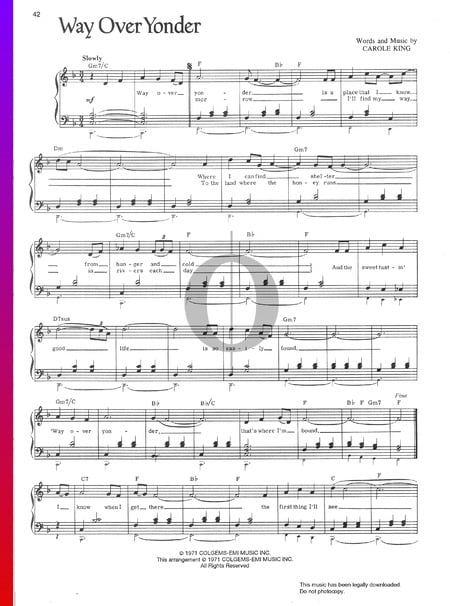 Way Over Yonder Sheet Music