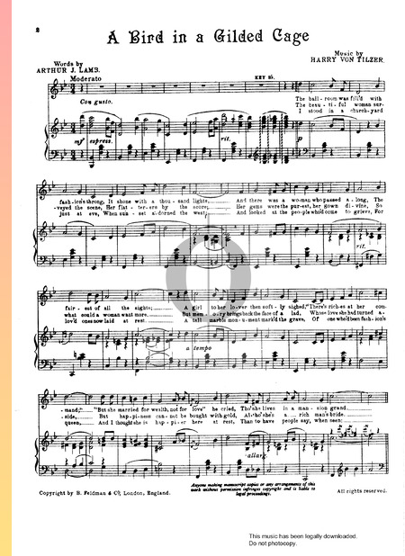 A Bird In A Gilded Cage Sheet Music