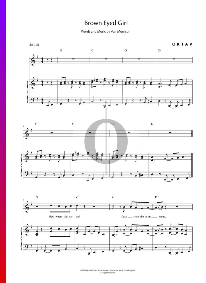 Brown Eyed Girl (Van Morrison) Piano Sheet Music - OKTAV