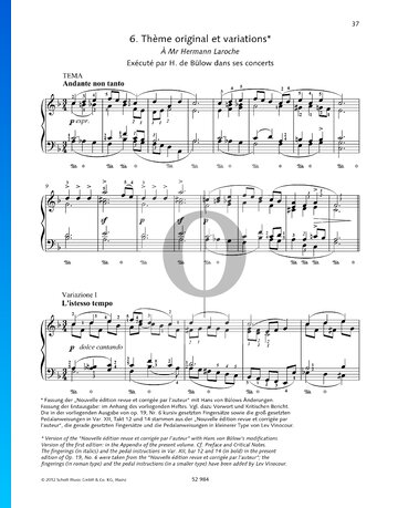 Partition 6 Pièces, op. 19, TH 133 : 6. Thème original et variations