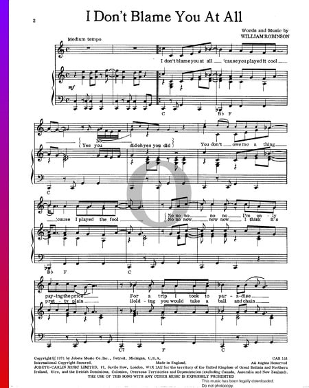 I Don't Blame You At All Musik-Noten
