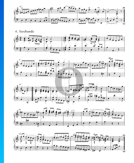 Englische Suite Nr. 2 a-Moll, BWV 807: 4. Sarabande Musik-Noten