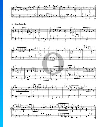 Suite inglesa n.º 2 en la menor, BWV 807: 4. Sarabanda Partitura