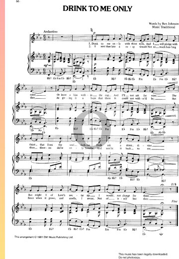 Drink to Me Only Sheet Music