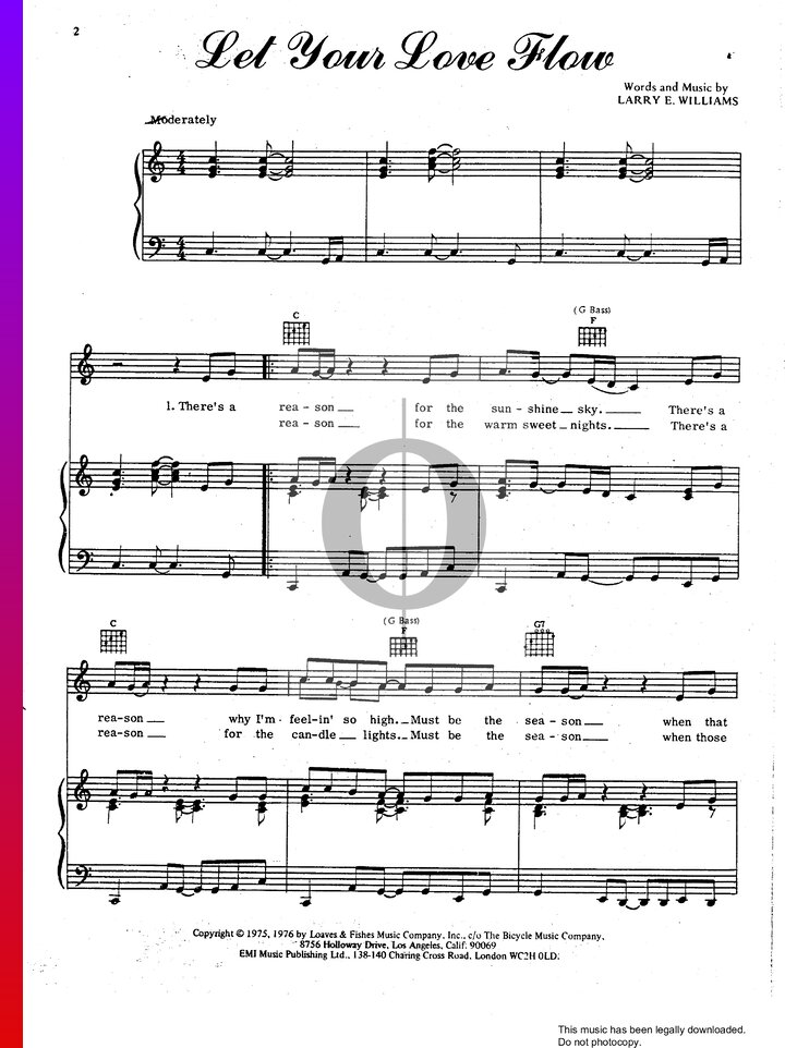 Let Your Love Flow (The Bellamy Brothers) Piano Sheet Music - OKTAV