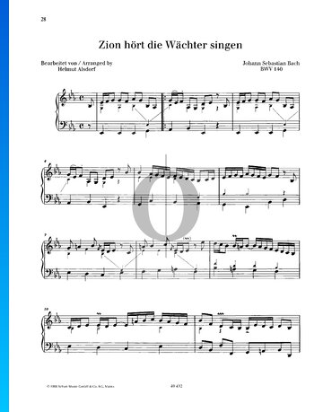 Zion hört die Wächter singen, BWV 140 Musik-Noten