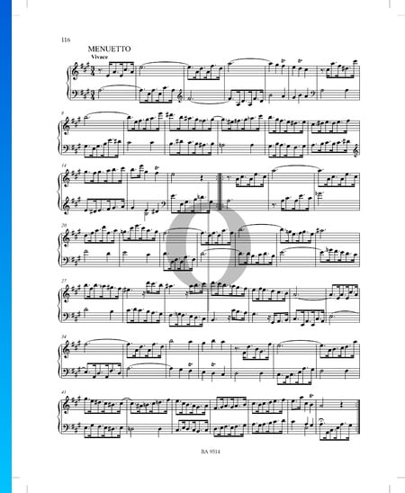 Sonata in A Major, P. XII: 45: 2. Menuetto Sheet Music