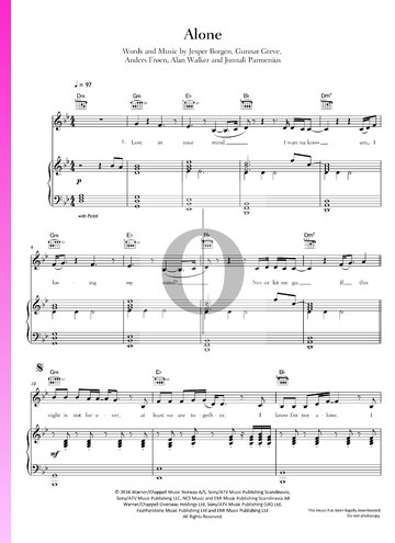 Alone Sheet Music Piano Guitar Voice Pdf Download Oktav