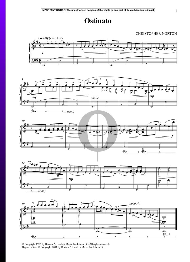 Ostinato (Christopher Norton) Piano Sheet Music - OKTAV