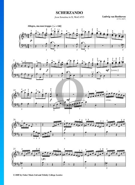 Sonata en re mayor, WoO 47 n.º 3: 3. Scherzando Partitura
