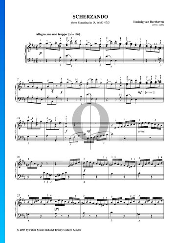 Sonata in D Major, WoO 47 No. 3: 3. Scherzando Sheet Music