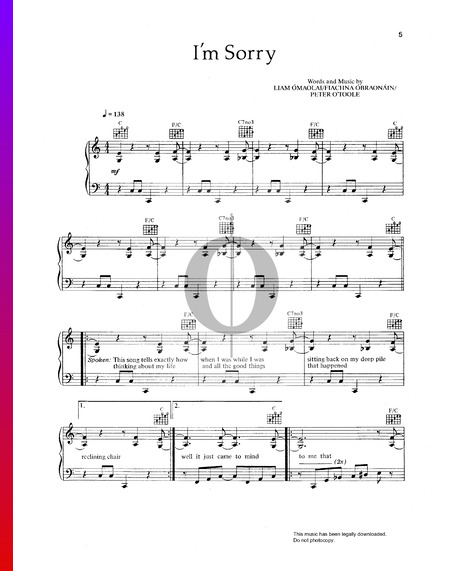 I'm Sorry Sheet Music