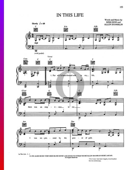 In This Life Sheet Music