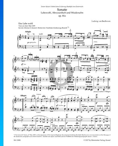 Sonate in Es-Dur (''Les Adieux''), Op. 81a: 1. Adagio