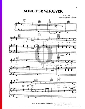 Song For Whoever Sheet Music