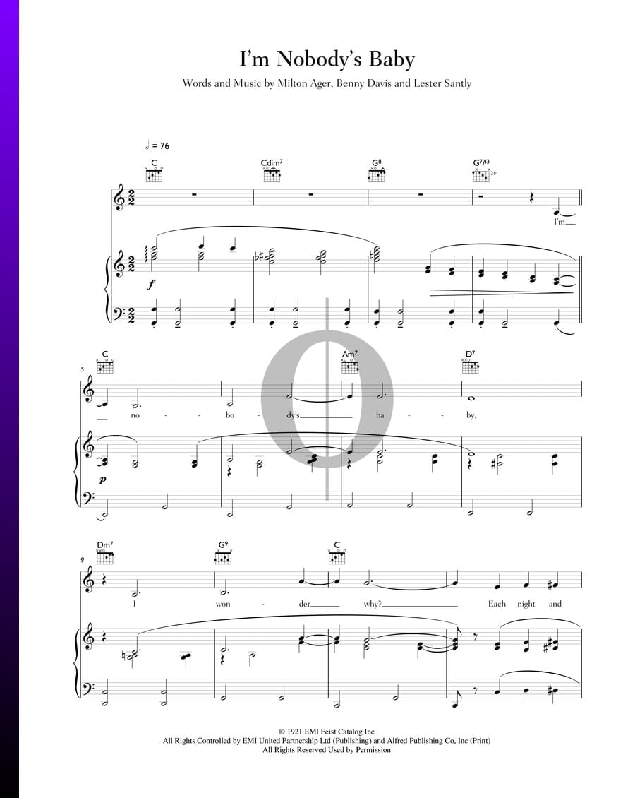 I'm Nobody's Baby (Judy Garland) Piano Sheet Music - OKTAV