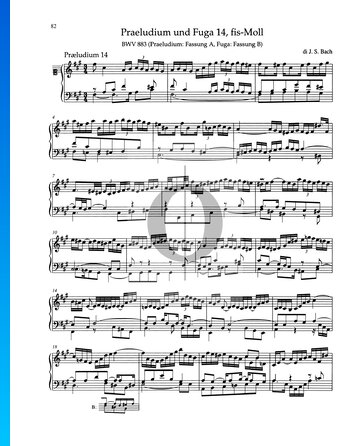 Preludio en fa sostenido mayor, BWV 883 Partitura