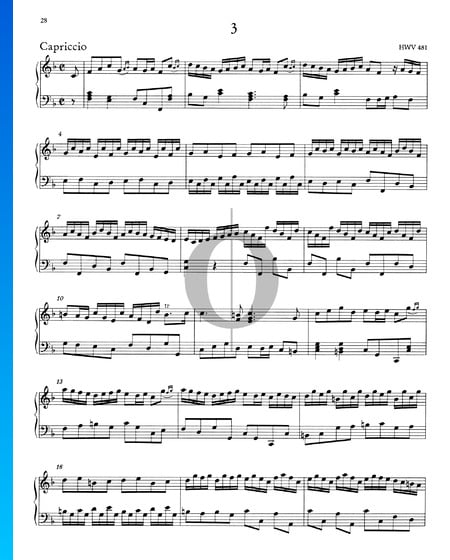 Capriccio en fa mayor, HWV 481 Partitura