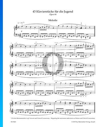 Melodía, Op. 68 n.º 1 Partitura