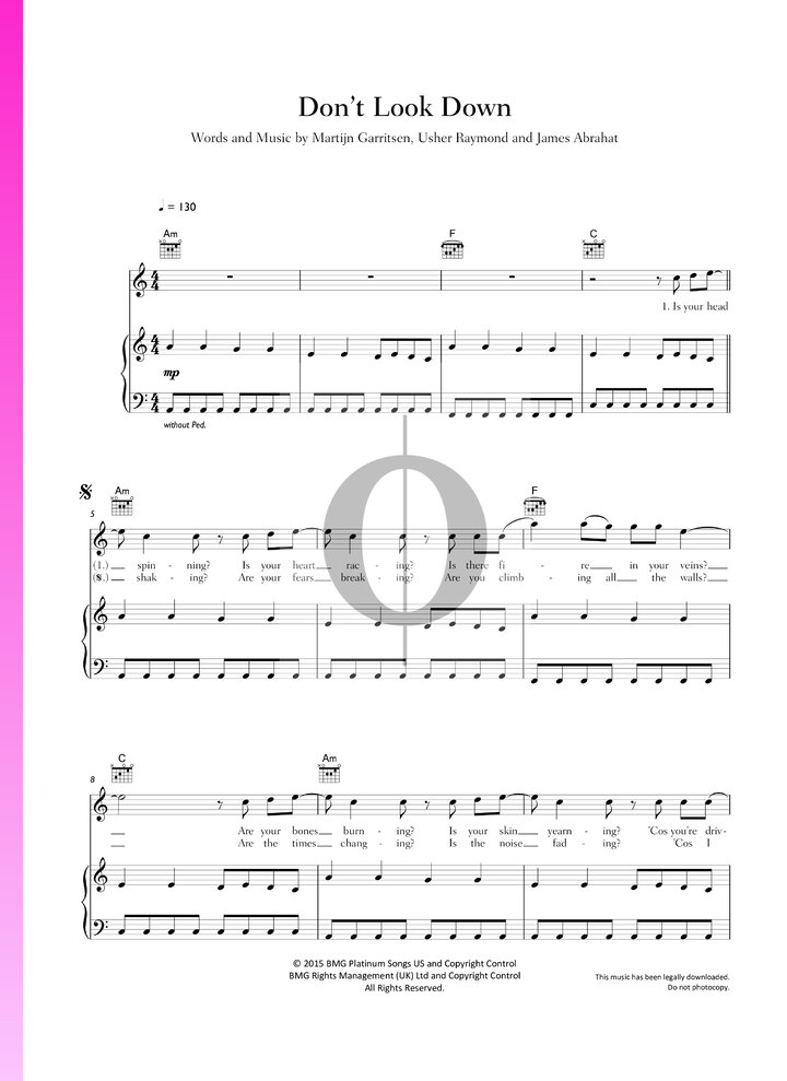 Don't Look Down (Martin Garrix, Usher) Piano Sheet Music - OKTAV