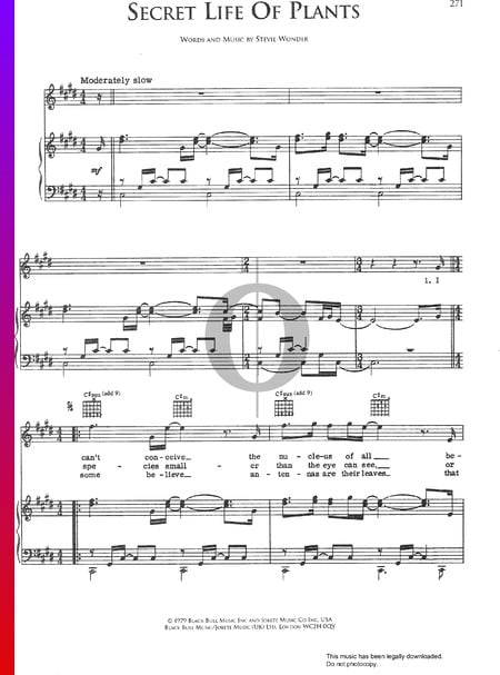 Secret Life Of Plants Sheet Music