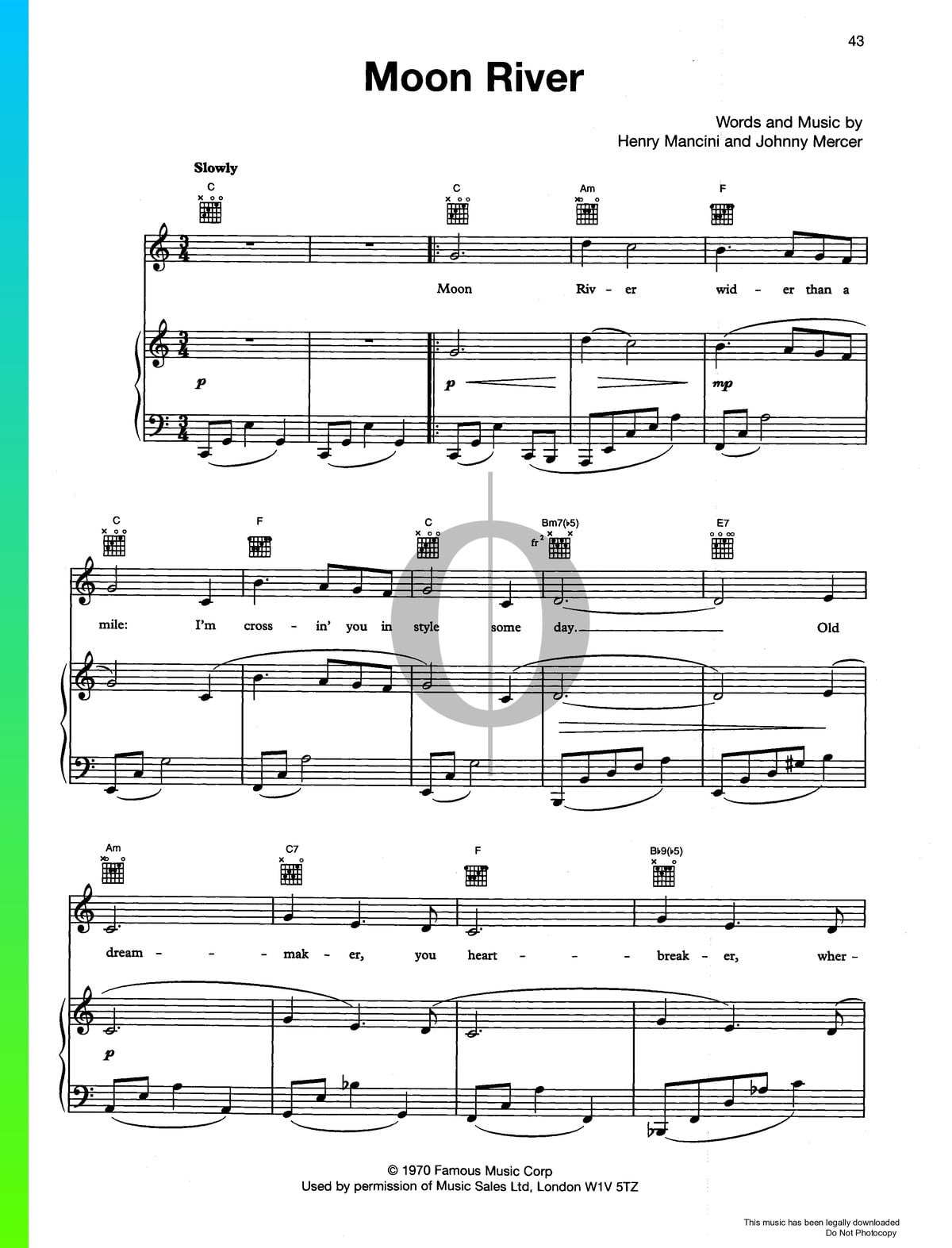 Tom Audreath Comerciante Salchicha Moon River Partitura Flauta Acampar 