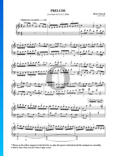 Suite No. 5 in C Major, Z666: 1. Prelude Sheet Music