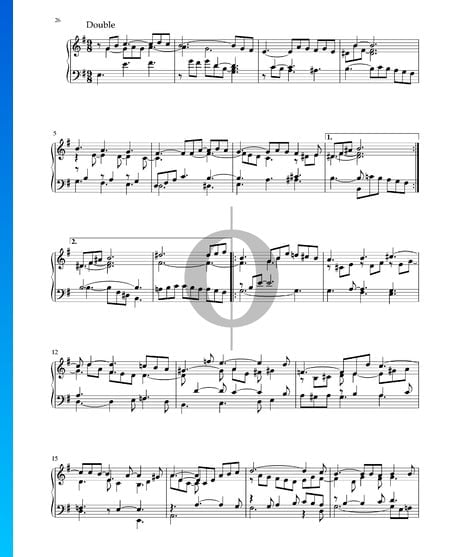 Partita in e-Moll, BWV 1002: 6. Double Musik-Noten