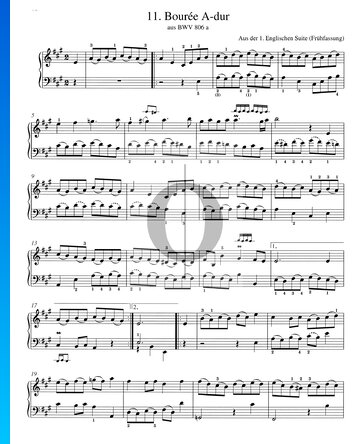 Bourrée en la mayor, BWV 806a Partitura