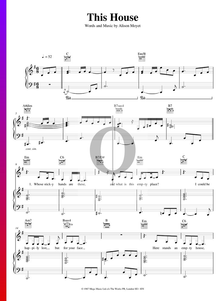 This House (Alison Moyet) Piano Sheet Music OKTAV