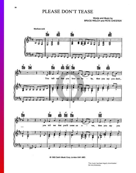 Please Don't Tease Sheet Music