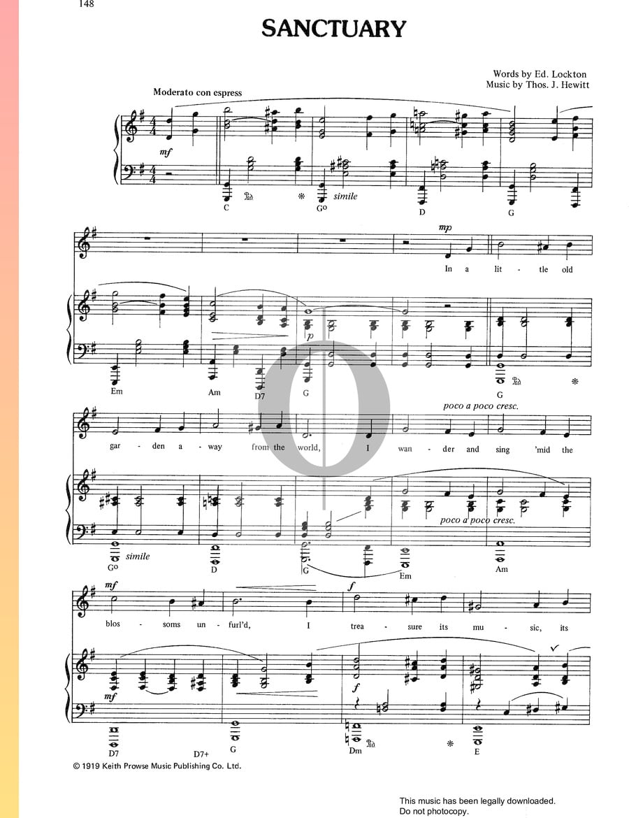 Sanctuary (Thomas J. Hewitt) Piano Sheet Music - OKTAV