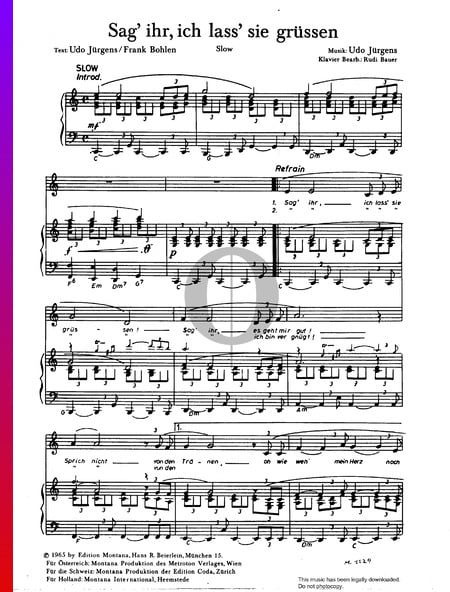 Sag’ ihr, ich lass’ sie grüßen Musik-Noten
