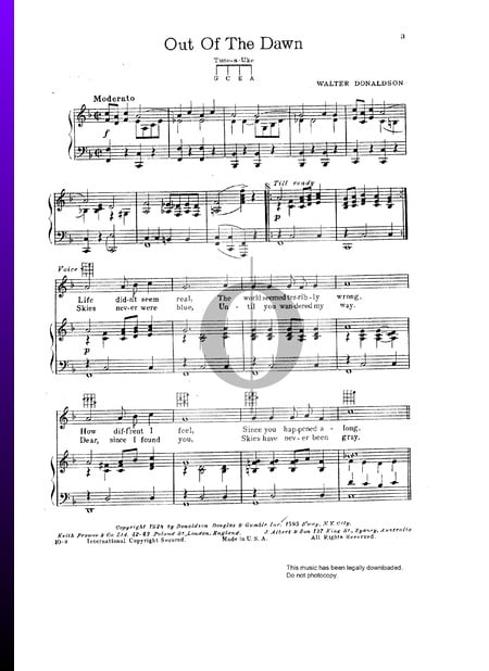 Out Of The Dawn Sheet Music