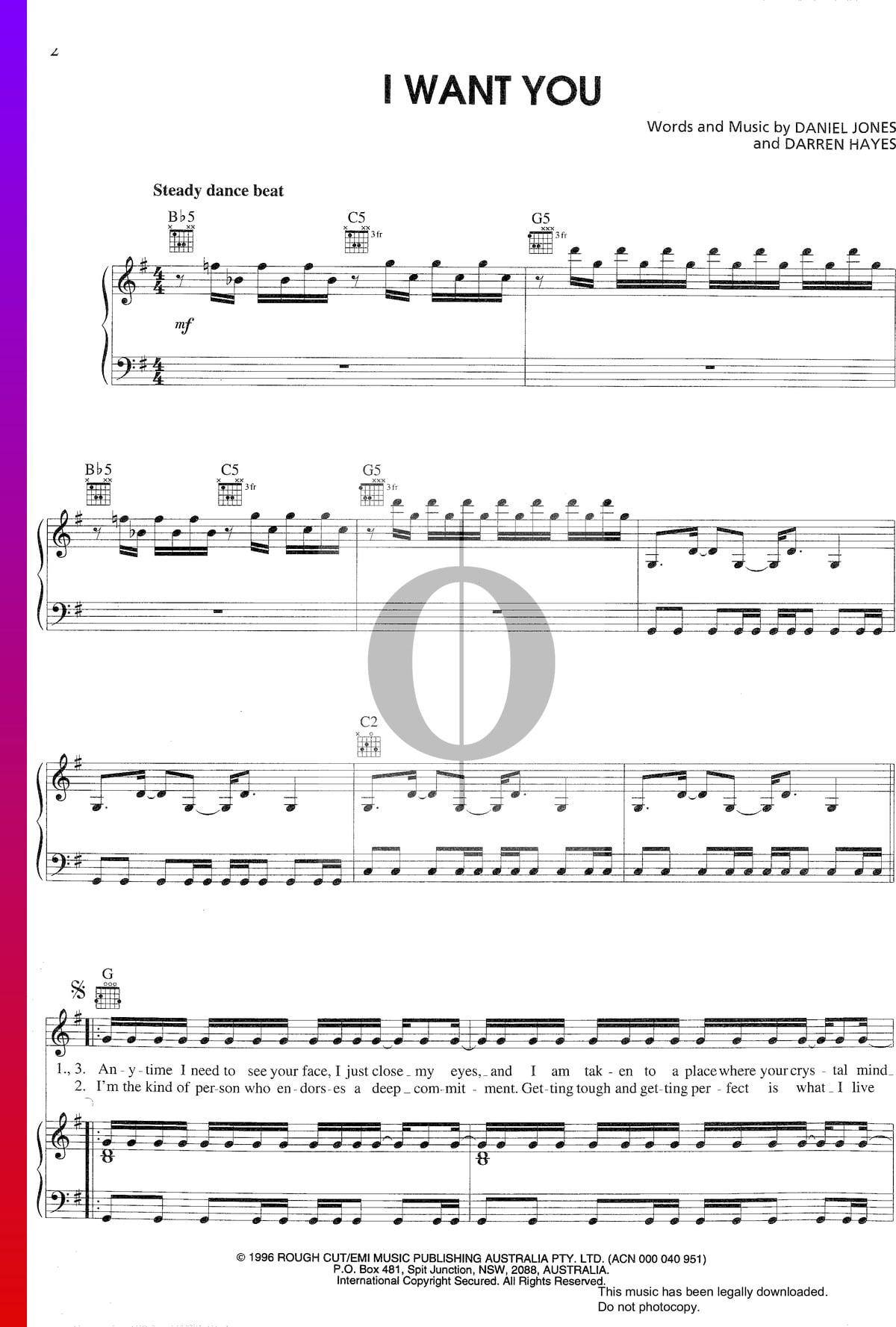 I Want You Sheet Music (Piano, Guitar, Voice) - OKTAV