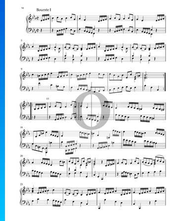 Partition Suite en Mi bémol Majeur, BWV 1010: 5. Bourrée I und II