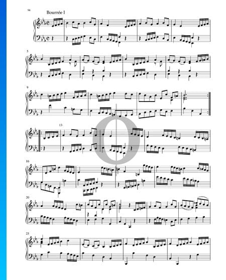 Suite in Es-Dur, BWV 1010: 5. Bourrée I und II Musik-Noten