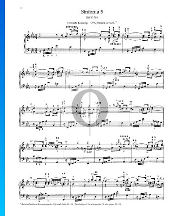 Sinfonia 5, BWV 791 Partitura
