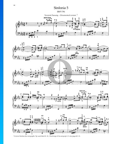Sinfonia 5, BWV 791 Musik-Noten
